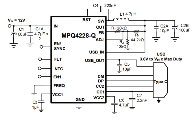 Monolithic Power Systems (MPS) MPQ4228-Q Step-Down Converter with Charging Port